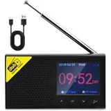 Hikity Tragbares DAB/DAB+ Radio, Min-Typ DAB-UKW-Radio, Wiederaufladbares USB2.0-DAB-Radio mit Bluetooth/Wecker/Neun Sprache Optionaler DAB/DAB+Empfänger