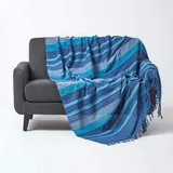 Homescapes Morocco Tagesdecke 150 x 200 cm Blau/Gestreift