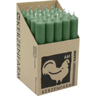 Kerzenfarm Hahn Stabkerzen aus Paraffin, 180/22 mm, Kieferngrün, KERZENFARM HAHN, Brenndauer ca. 8h, 25 Stück pro Verpackung