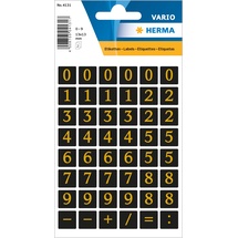 Herma 4131 Zahlen Aufkleber gold geprägt 0-9, 96 Stück, 13 x 13 mm, selbstklebend, groß, Nummer Ziffer Klebezahlen Sticker Hausnummern aus Folie zum Aufkleben, schwarz