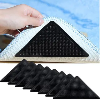 Ruayia Teppich Antirutschunterlage [8 Stück] Wiederverwendbar Teppichaufkleber Sofaaufkleber Anti-Rutsch-Aufkleber Rug Gripper Starke Klebrigkeit Klebestreifen für Hartholzböden, Teppiche - Dreiecke