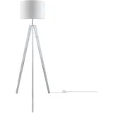 Paco Home Stehlampe E27 Stoff Lampenschirm uni - weiß