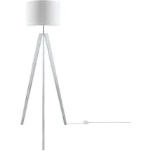 Paco Home Stehlampe E27 Stoff Lampenschirm uni - weiß