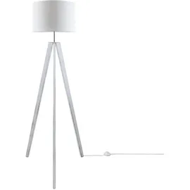 Paco Home Stehlampe E27 Stoff Lampenschirm uni - weiß
