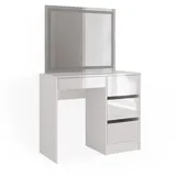 Vicco Schminktisch Sherry Weiß Hochglanz, Kosmetiktisch mit LED-Spiegel