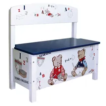 roba Kindertruhenbank Teddy College weiß/blau