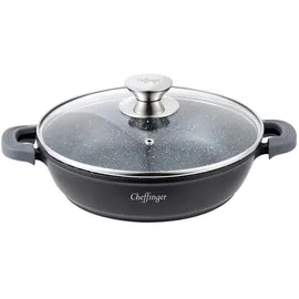 Cheffinger Kochtopf Ø24 Aluguss Suppentopf Schmorpfanne Servierpfanne Schwarz