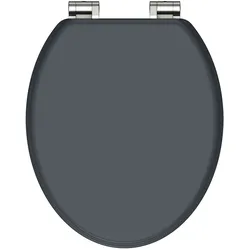 Schütte MDF WC Sitz SPIRIT ANTHRAZIT, Toilettendeckel mit Absenkautomatik, Klobrille mit Holzkern, Toilettensitz Anthrazit
