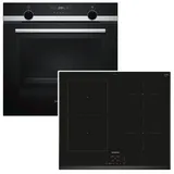 Siemens Herdset Siemens Backofen EcoClean + Induktionskochfeld PowerBooster autark 60 cm