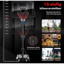Costway Basketballständer Schwarz 130-305 cm