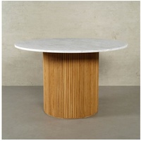 MAGNA Atelier Esstisch VICTORIA mit Marmor Tischplatte (Gestell aus Eichenholz), Küchentisch, Dining Table, Oakwood, Unikat, 120x76cm - Ø140x76cm weiß