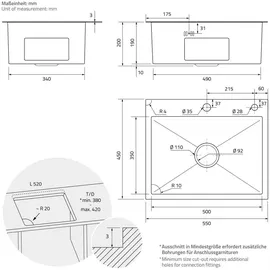 ML-Design Spülbecken Edelstahl Küchenspüle mit Seifenspender, Ablaufgarnitur