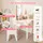 Costway 2 in 1 Kinder Schminktsich mit Hocker, Frisiertisch mit beleuchtetem Spiegel, Schublade & Schmuck-Organizer, Kosmetiktisch Prinzessin aus H... - Weiß