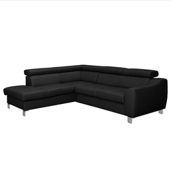 Ecksofa Aspen Leder Schwarz