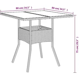 vidaXL Gartentisch mit Glasplatte 80 x 80 x 75 cm Beige