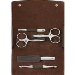 ZWILLING Beauty Maniküre Pediküre Set 5tlg. mit Nagelschere, Leder, braun Nagelpflegeset 