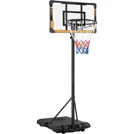 Yaheetech Basketballkorb mit Rollen, 216–246 cm höhenverstellbarer Basketballständer, mobile Basketballanlage, Braun,