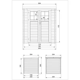TIMBELA Gartenhaus 2,04 x 2,04 m Natur