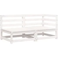 vidaXL Gartensofa 2-Sitzer Weiß Massivholz Kiefer