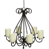 Ambiente Haus Kerzenständer AMBIENTE HAUS "Kronleuchter mit 6 Tellern in Antikbraun", braun, H:56cm Ø:53cm, Schmiedeeisen, Kerzenhalter, Stumpenkerzenhalter aus Metall, Ø ca. 53 cm