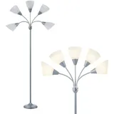 HonoDing Medusa Stehlampen Stehlampen 5 Köpfe Verstellbare Leselampe Großer Lampenschirm Verwendung E27 A19 Glühbirne Stehlampens für Wohnzimmer Schlafzimmer (Silber)