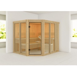 KARIBU Sauna »Aamse 3«, BxHxT:231 x 198 x 196 cm, ohne Dachkranz - beige