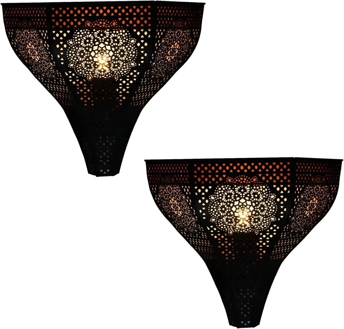 2er Set Orientalische Wandlampe Wandleuchte Wanddeko Yaniv Schwarz