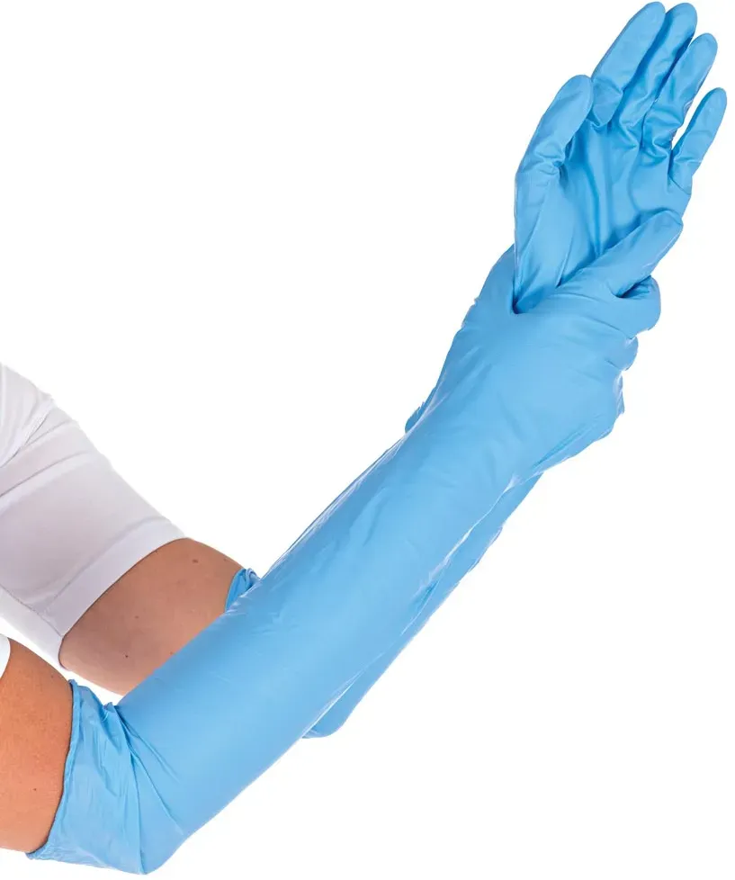 Hygostar Extra Safe Superlong 50 cm Nitril-Handschuhe blau puderfrei, VE 500 Stück 10/XL