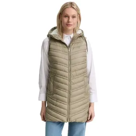 Tom Tailor Damen Longstyle Steppweste mit Kapuze - XS