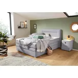 Jockenhöfer Boxspringbett JOCKENHÖFER GRUPPE "Carmen", grau (grau 369, 09), B:154cm L:217cm, Komplettbetten, Boxspringbett, mit Bettkasten und Topper, erhältlich in 120 & 140cm Breite