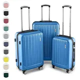 Easy Move ABS Hartschalenkoffer [ERGONOMISCH & SICHER] - Großer Trolley Koffer mit 360° Rädern, Zahlen Schloss - reisekoffer groß, hartschalenkoffer, Luggage (Light Blue, Set) *