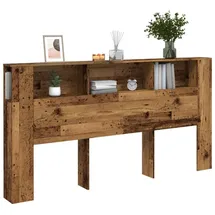 vidaXL Bett-Kopfteil mit Ablagen Altholz-Optik 200x18,5x102,5 cm