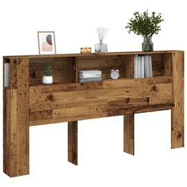 vidaXL Bett-Kopfteil mit Ablagen Altholz-Optik 200x18,5x102,5 cm