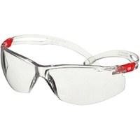 3M SecureFit 500 Schutzbrille, klar/rote Bügel, Scotchgard Antikratz-/Antibeschlag-Beschichtung (K&N), klare Scheibe, SF501SGAF-RED