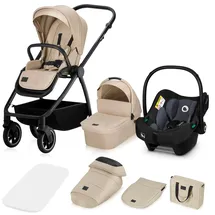 lionelo MERIL 3-in-1 Multifunktionaler Kinderwagen 0-48 Monate Bis zu 22 kg, Babywanne bis zu 9 kg, Kindersitz bis zu 13 kg, Geländeräder 360°, Vollfederung, XXL-Verdeck mit UPF50+