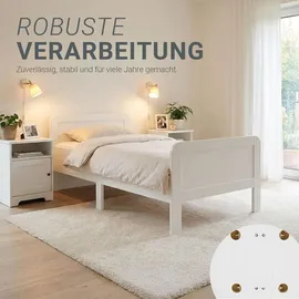 Homestyle4u Komfortbett Bett Senioren Seniorenbett 90x200 Komforthöhe Weiß Holz Leichter Einstieg extra hoch
