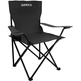 24move 24MOVE® Campingstuhl Faltstuhl, 2er Set, schwarz, mit Getränkehalter und Tragetasche Outdoor, faltbar max. 100kg, Anglerstuhl, Klappstuhl