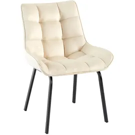 CLP Esszimmerstuhl Saranda I Polsterstuhl mit Stoffbezug oder Samtbezug I Küchenstuhl mit schwarzem Metallgestell und Rückenlehne