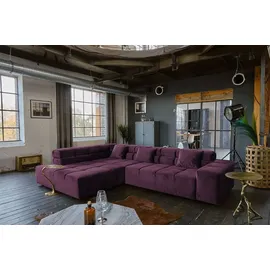 KAWOLA Sofa NEVADA Ecksofa Velvet purple Recamiere links
