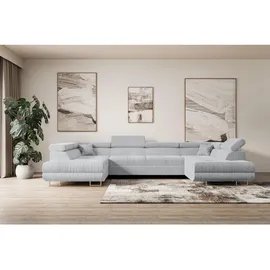 altdecor Ecksofa Cord 6-Sitzer Grau