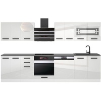 Belini Küchenzeile Küchenblock Lucy - Küchenmöbel 300 cm Einbauküche Vollausstattung ohne Elektrogeräten mit Hängeschränke und Unterschrän...