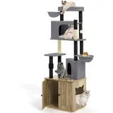 YITAHOME Katzenbaum - Großer Katzenbaum, Kratzbaum Katzenturm 185cm Katzenturm Für Kleine Große Ausgewachsene Katzen Kletterturm Katzenmöbel Mit Sisal-Seil PlüSch Höhlen Spielhaus Spielzeug Für Katzen