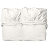 Leander Laken/Spannbetttücher - 2 Stück für Juniorbett + Luna Babybett 140x70cm - Farbe: snow