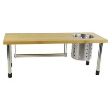 Hi Küchenregal Bambus 55x20x20cm Küchenrollenhalter Edelstahlbecher Standregal