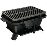 Goplus Holzkohlegrill, Tischgrill, Campinggrill, Mobiler Grill, Grilltopf mit Grillrost, mit Abnehmbarem Daempfer, Leistungsstarker Waermespeicherung &