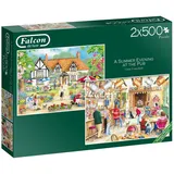 JUMBO Spiele Jumbo Puzzle 2x500 Falcon A Summer Evening at the pub