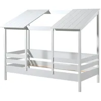 58 aufm Kessel Hausbett Katalin 214x105x174 Kinderbett MDF+Massivholz Weiß