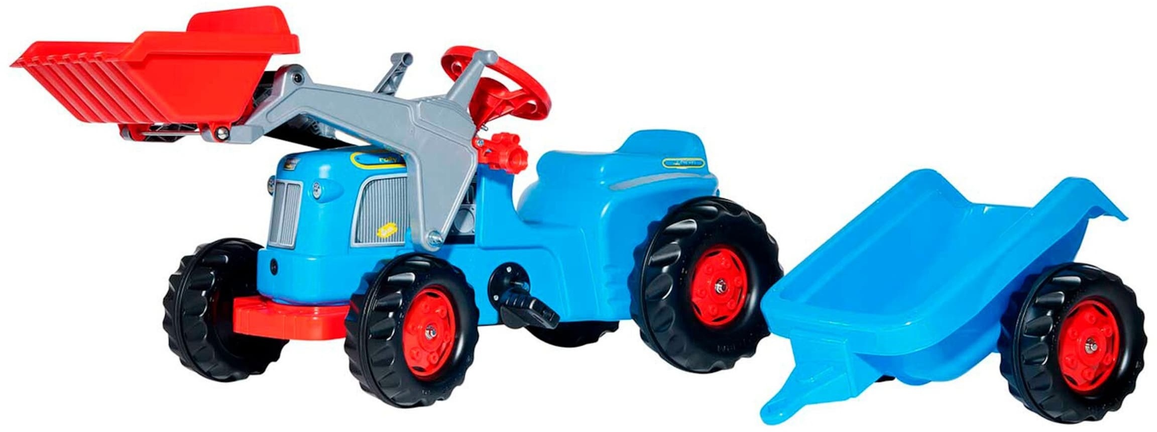 Rolly Toys® Trettraktor rollyKiddy Classic mit Frontlader und Anhänger, blau