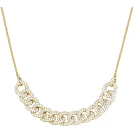 GIORGIO MARTELLO MILANO Collier "Mittelteil Panzerketten-Design mit Zirkonia, Silber 925", gold, GIORGIO MARTELLO MILANO, Halsketten, Damen, 45cm, Silber 925 (Sterlingsilber), Collier