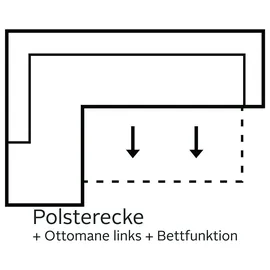 Collection AB Ecksofa »John L-Form«, mit Bettfunktion, wahlweise mit Federkern grau